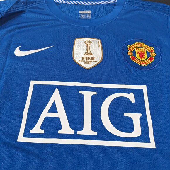 Ronaldo #7 Manchester United 2008/09 UCL Blue Away Nike Longsleeve Jersey - Picture 4 of 11